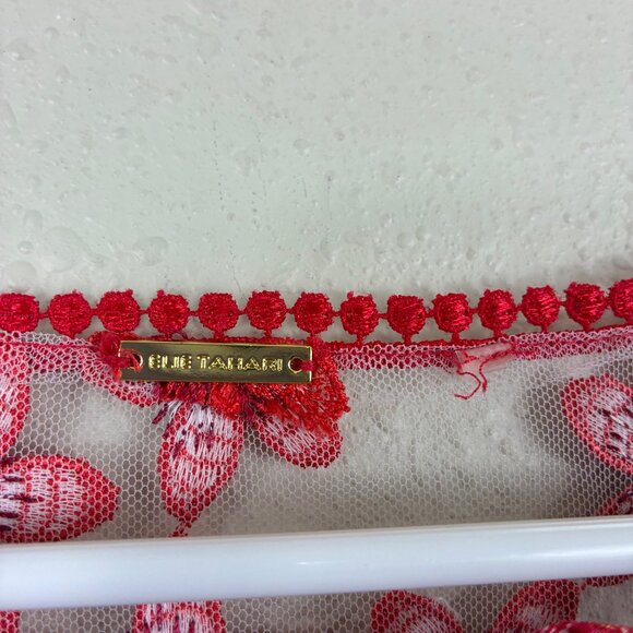 Ellie Tahari McKenna Sleeveless Floral Chiffon Silk Red Lace Metallic Stripe Sz - Picture 7 of 10